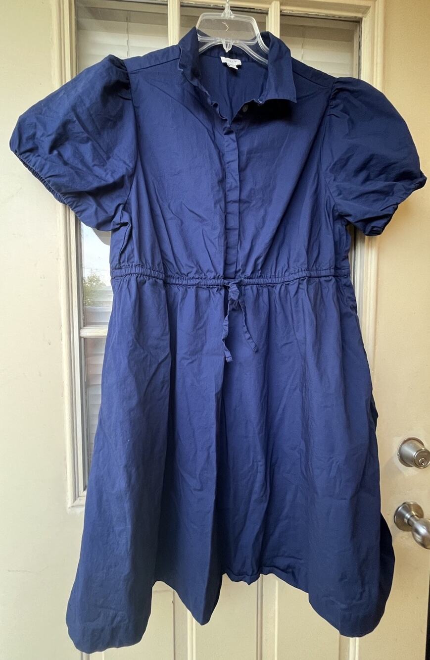 J.Crew Navyblue Collared Button front drawstring Waist Size 18 w/
Pockets